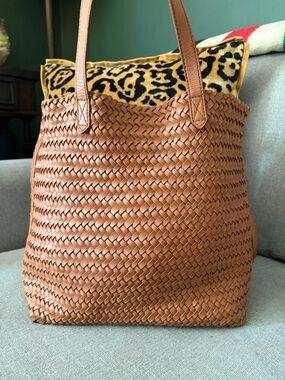 Madewell Woven Leather Tote in Tan